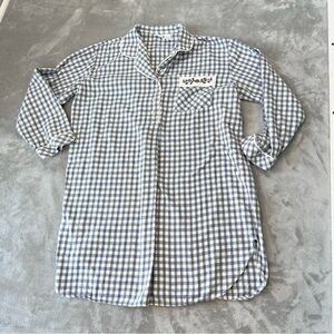 Cherokee Checkered Gingham Sleep Shirt Nightgown Womens M Granny Grandma Cottage